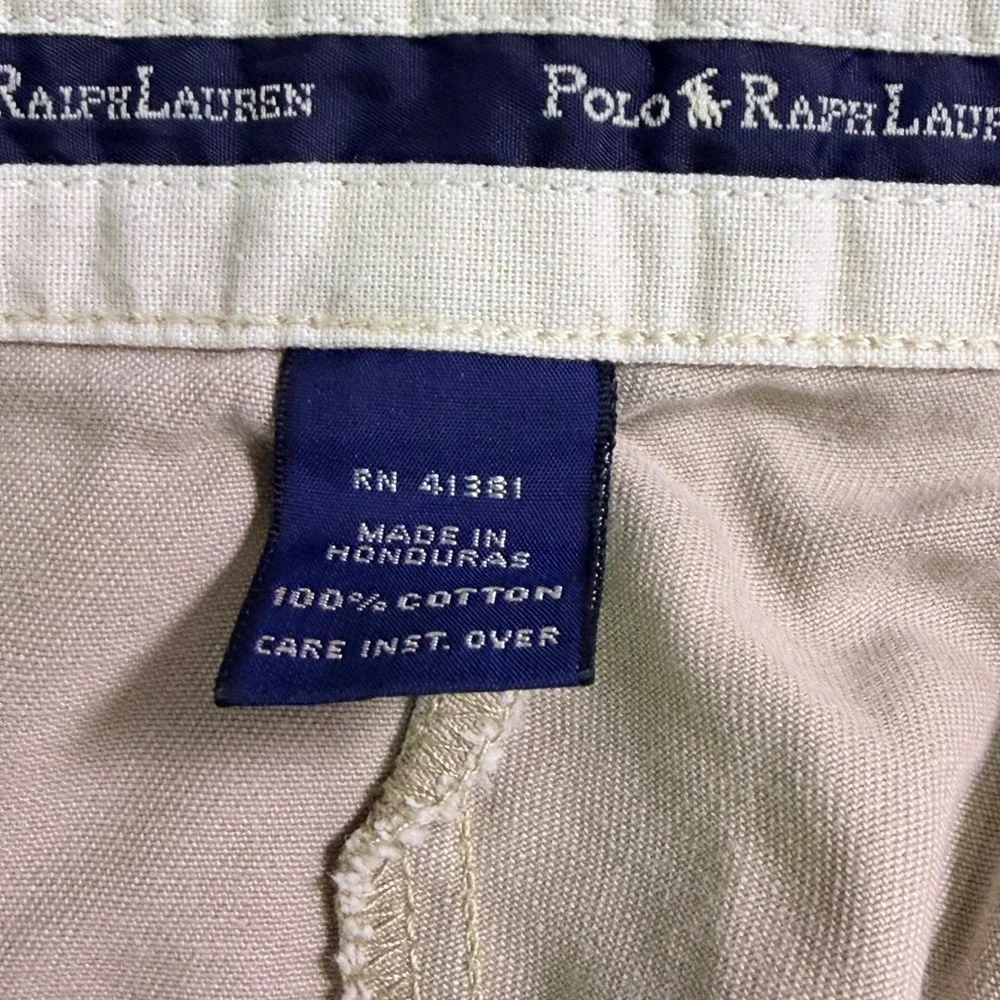 Vintage Polo Ralph‎ Lauren Andrew Chino Short Men 42 Tan Pleated Cotton Classic